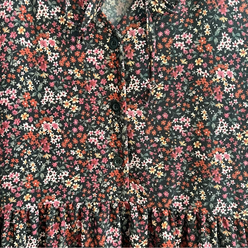 American Eagle Prairie Floral Long Sleeve Tiered Mini Dress Size XS Cottagecore - Picture 5 of 9